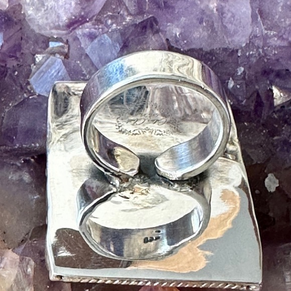 Multi gemstone statement adjustable sterling, silver ring - Picture 5 of 6